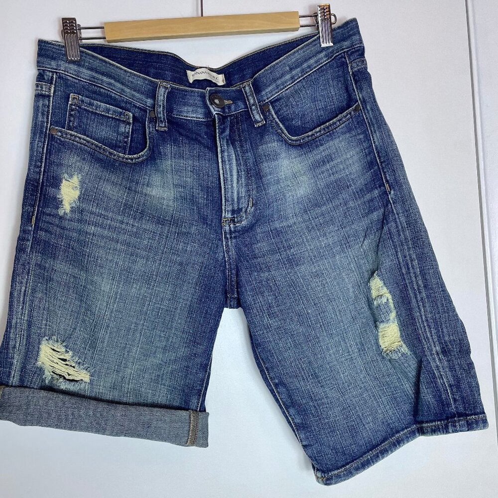 Banana Republic Denim Jeans Shorts Boyfriend Size 29 Roll Up Distressed